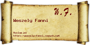 Weszely Fanni névjegykártya